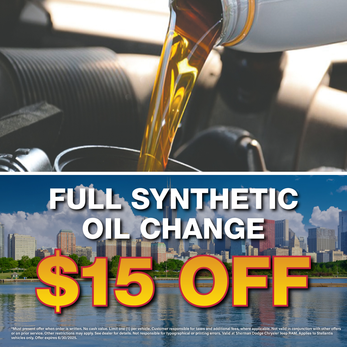 $15 OFF Full Synthetic Oil Change